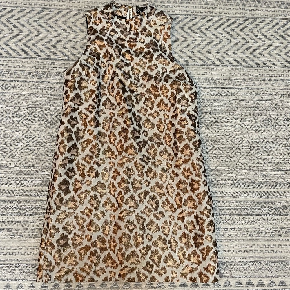 VENUS Women’s smock neck shimmer leopard dress